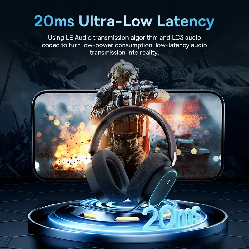 Baseus GH02 Gaming Wireless Headphone with Mic Over-Ear Headphones Bluetooth 5.3 40mm Driver 2.4G/Wireless/Cable RGB Headsets - Image 3