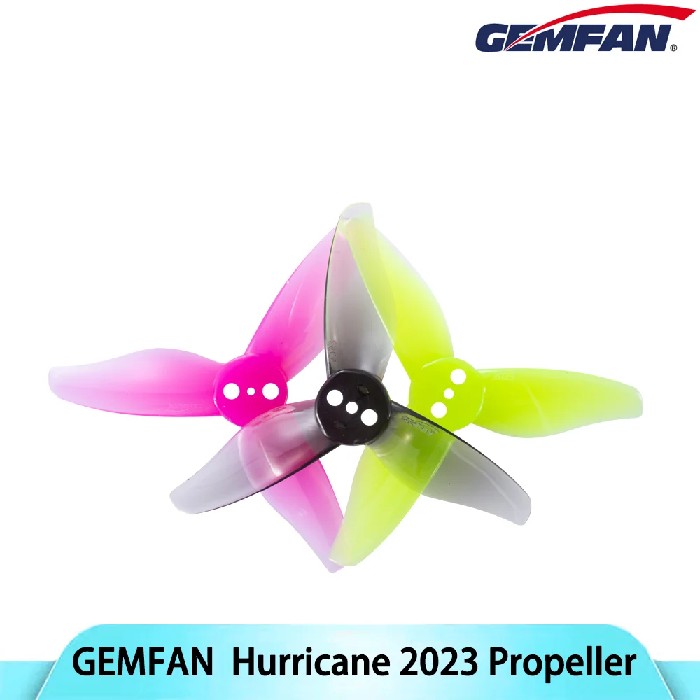 4pairs GEMFAN Hurricane 2023 2x2.3 2 Inch 3-Paddle PC Propeller with 1mm/1.5mm Holes for 1105-1108 Motor for FPV Racing Drone