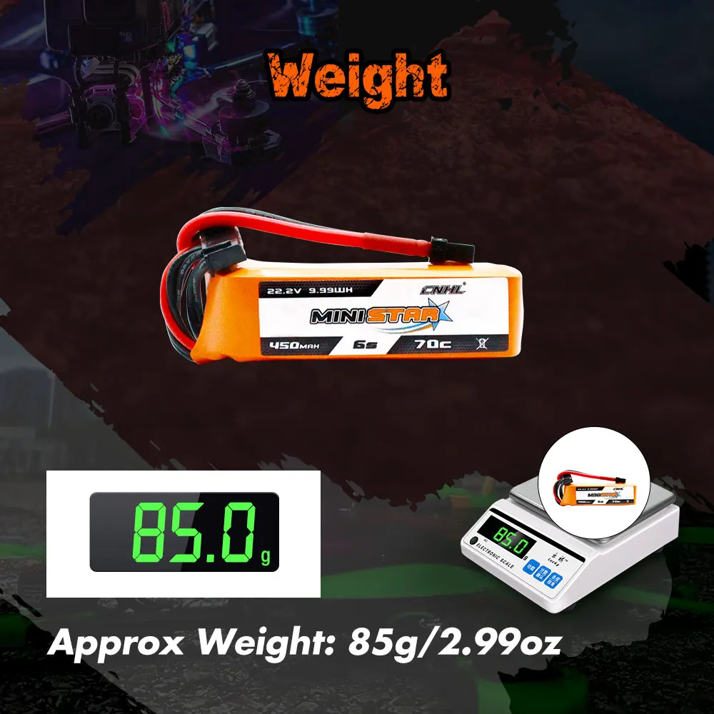 2PCS CNHL 6S 22.2V 450mAh Lipo Battery 70C Ministar With XT30 Plug For Mini Quad FPV Drone RC Quadcopter Helicopter Airplane - Image 5