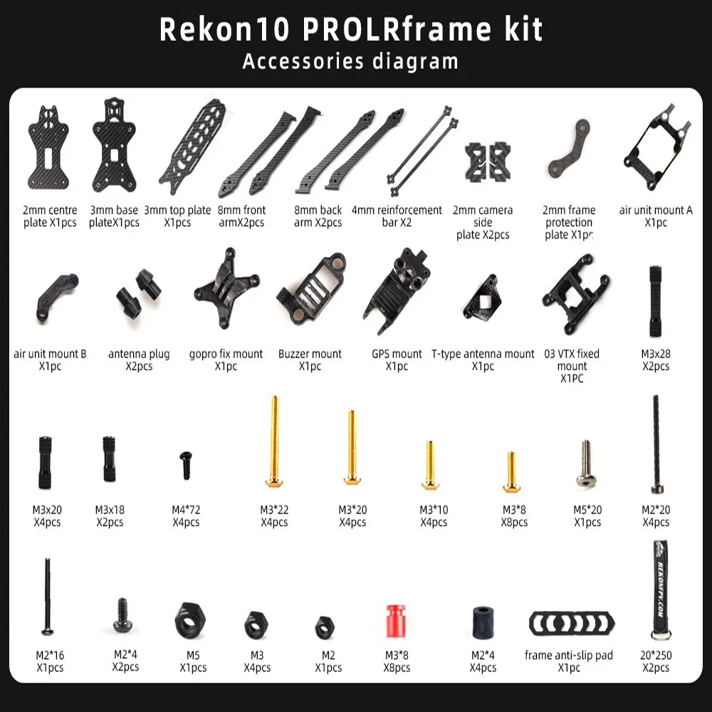 HGLRC Rekon10 PRO LR 455mm 10inch 3K Carbon Fiber Frame Kit for FPV Freestyle 10inch Long Range LR10 Drones DIY Parts - Image 5
