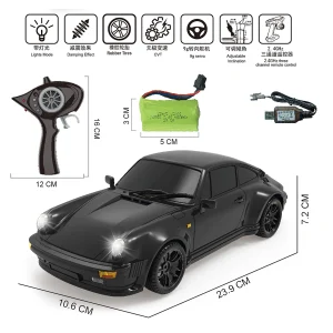1/18 Mini RC Drift Car LDRC A98 Radio Control Racing Vehicles Simulation 911 LED Light Metal Shell RTR Battery 9G Servo Boys Toy
