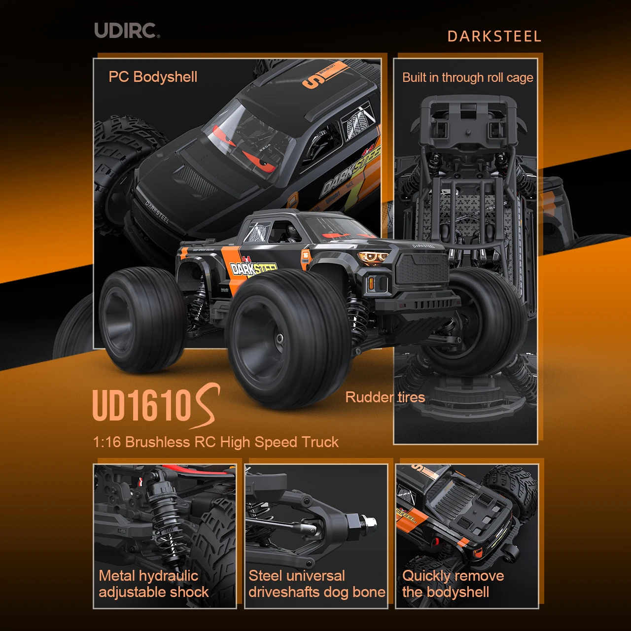 UD1610s RC Crawler 1/16 Brushless Remote Control Car Flip Off-Road Climbing Vehicle UDIRC Simulation Model Toy for Adults - Image 3