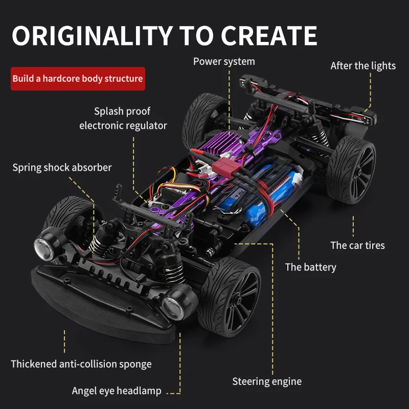 SCY 16303 1:16 High Speed RC Drift Car 4WD 35km/h 2.4G Remote Control American Muscle Toy Car Kids Gifts - Image 2
