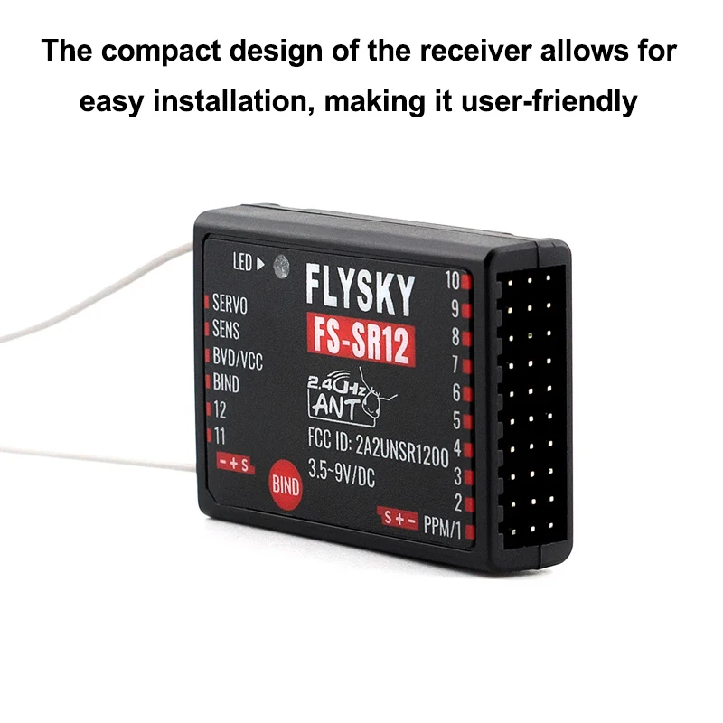 FLYSKY FS-SR12 12 Channels 2.4G Receiver Dual Antenna for RC Fixed Wing Car Boat Robot Model Toy ANT Protocol Transmitter FS-ST8 - Image 3
