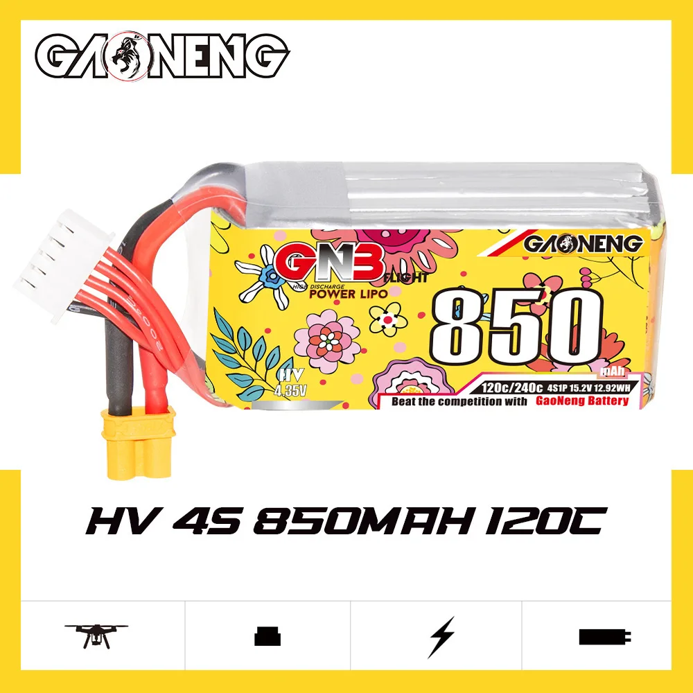 Upgraded GNB 4S 15.2V 850mAh Lipo Battery For FPV Racing Drone RC Quadcopter Helicopter Parts With XT30 15.2V Battery - Image 2