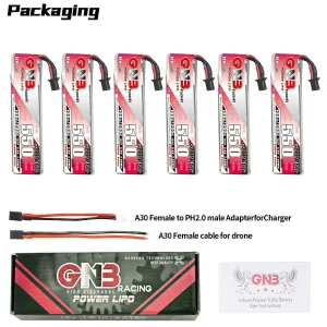 6PCS GAONENG 550mAh 1S 3.8V 100C HV 4.35V Lipo Battery With A30 Connector For RC FPV Drone DIY Plug VS BETAFPV BT2.0 450mAh 1S