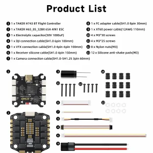 GEPRC TAKER H743 BT 32Bit 65A Stack 32Bit 65A 4IN1 ESC Dual Gyro Data Analyze Record Flight Barometer for Racing Drone MOZ7 V2