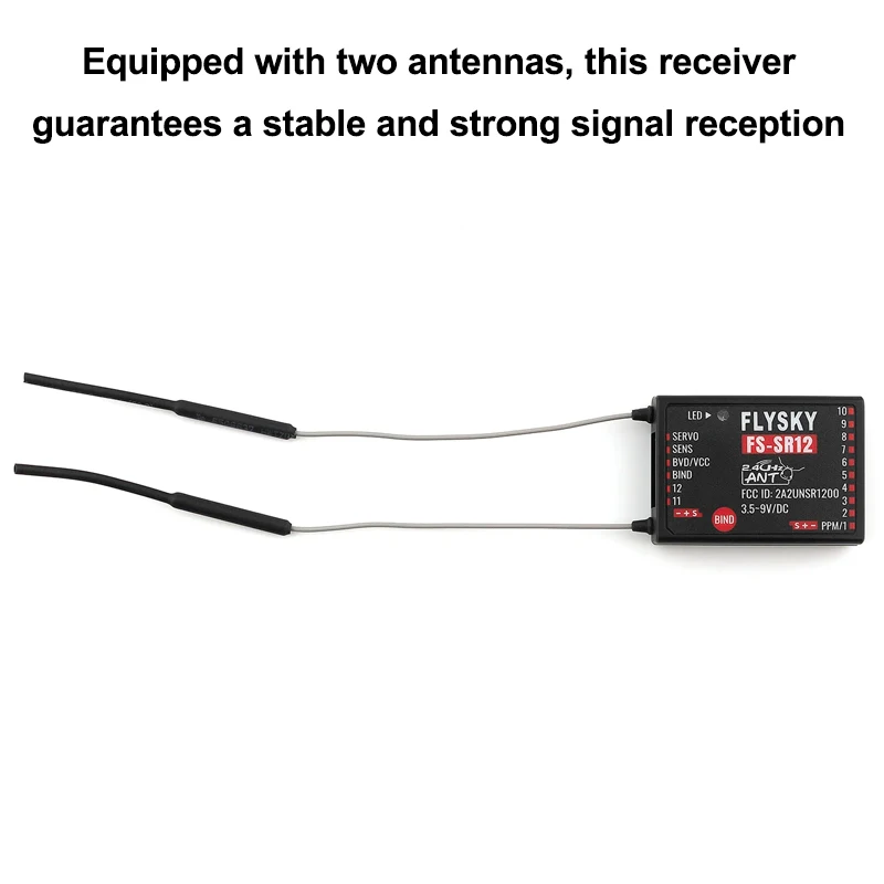 FLYSKY FS-SR12 12 Channels 2.4G Receiver Dual Antenna for RC Fixed Wing Car Boat Robot Model Toy ANT Protocol Transmitter FS-ST8 - Image 4
