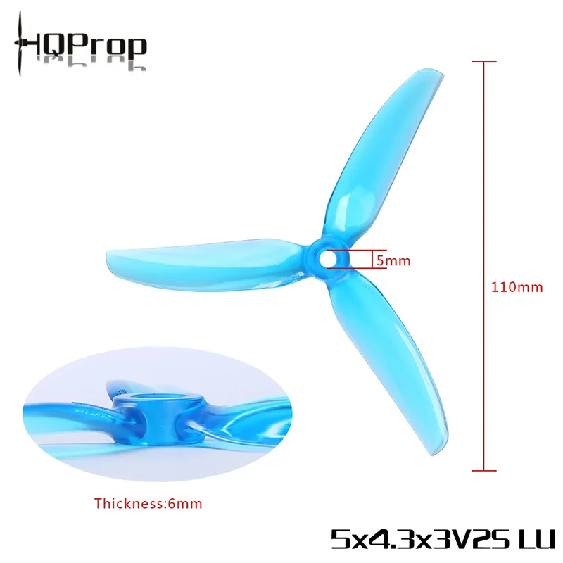 HQPROP 5X4.3X3V2S 5043 5X4.3X3 3-Blade PC Propeller for RC FPV Racing Freestyle 5inch Drones Replacement DIY Parts 6Pairs - Image 2