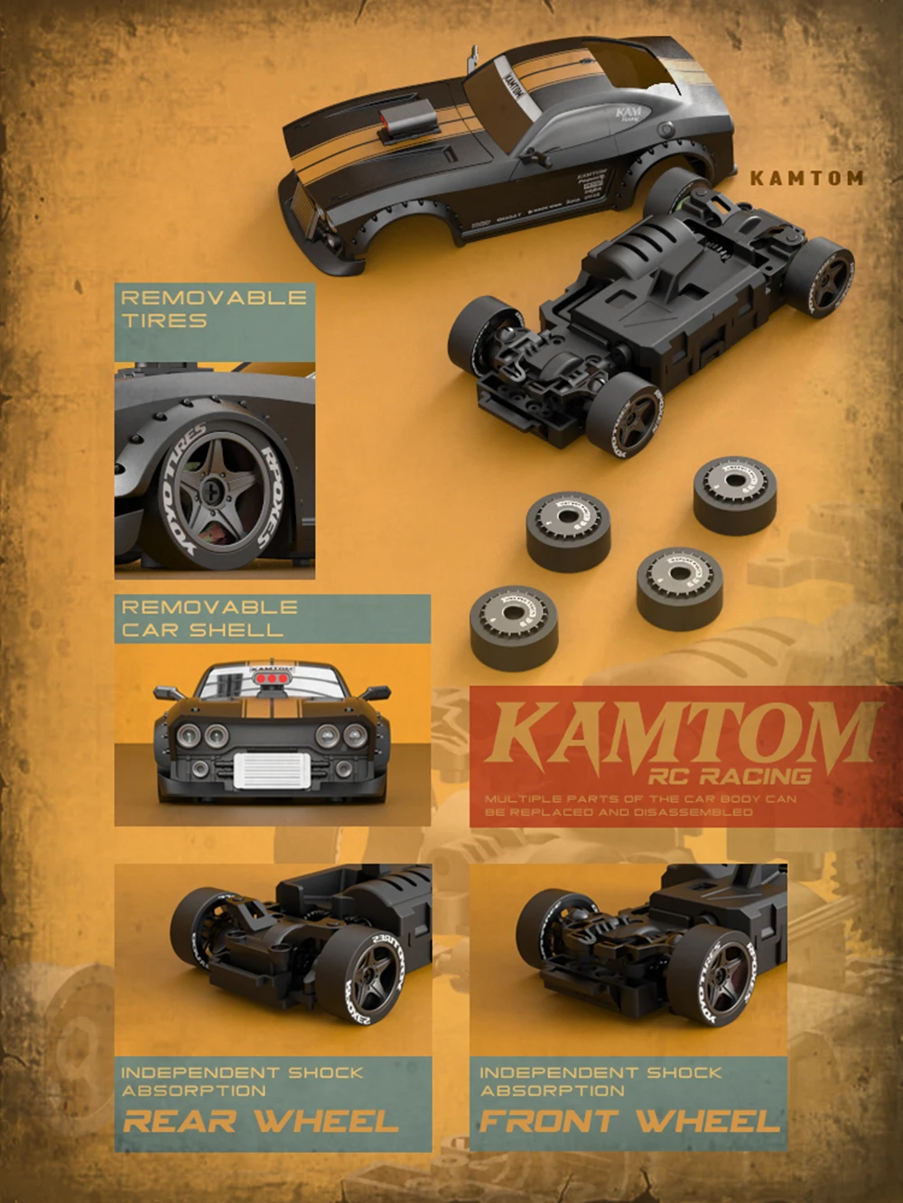 KAMTOM RC Car 1/32 4WD Double Wheel Replace ESP Gyro 30KM/H Drifting Car Model Vehicle - Image 4