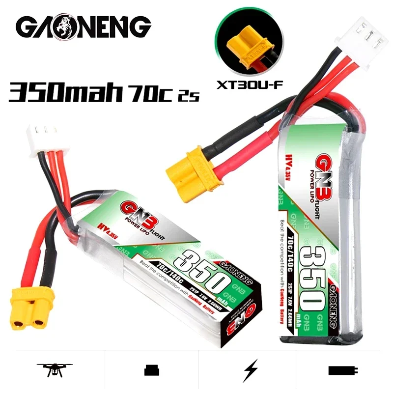 3-10PCS GNB Gaoneng 2S 350mah 7.6V 60C/120C Lipo Battery XT30 or PH2.0 Plug for BETAFPV Beta75X Tiny Whoop Drones Small Car - Image 4