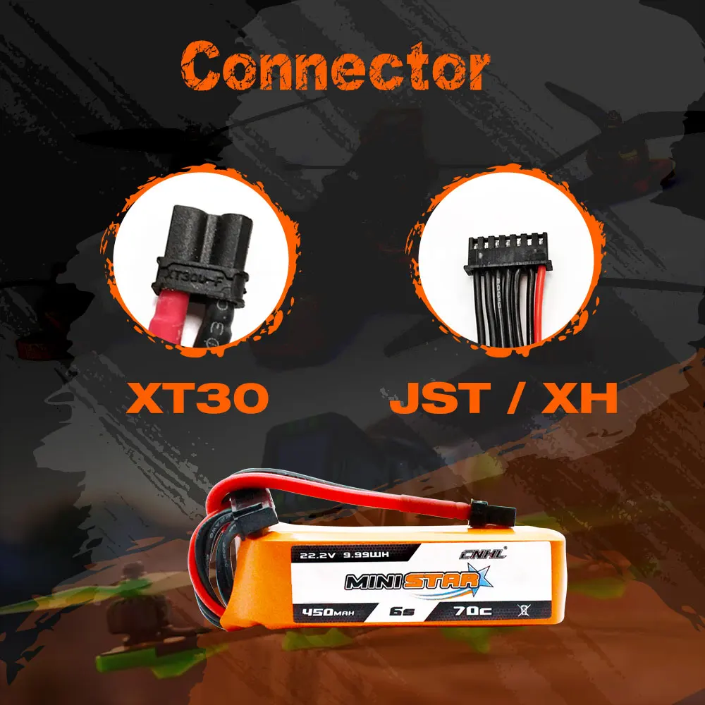 2PCS CNHL 6S 22.2V 450mAh Lipo Battery 70C Ministar With XT30 Plug For Mini Quad FPV Drone RC Quadcopter Helicopter Airplane - Image 4