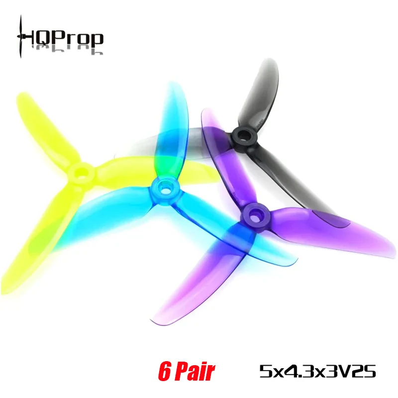 HQPROP 5X4.3X3V2S 5043 5X4.3X3 3-Blade PC Propeller for RC FPV Racing Freestyle 5inch Drones Replacement DIY Parts 6Pairs