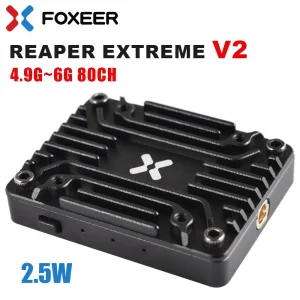 Foxeer 5.8G Reaper Extreme V2 2.5W High Power 72CH VTX FPV Video Transmitter with CNC Shell Built-in Mic for RC FPV Drones