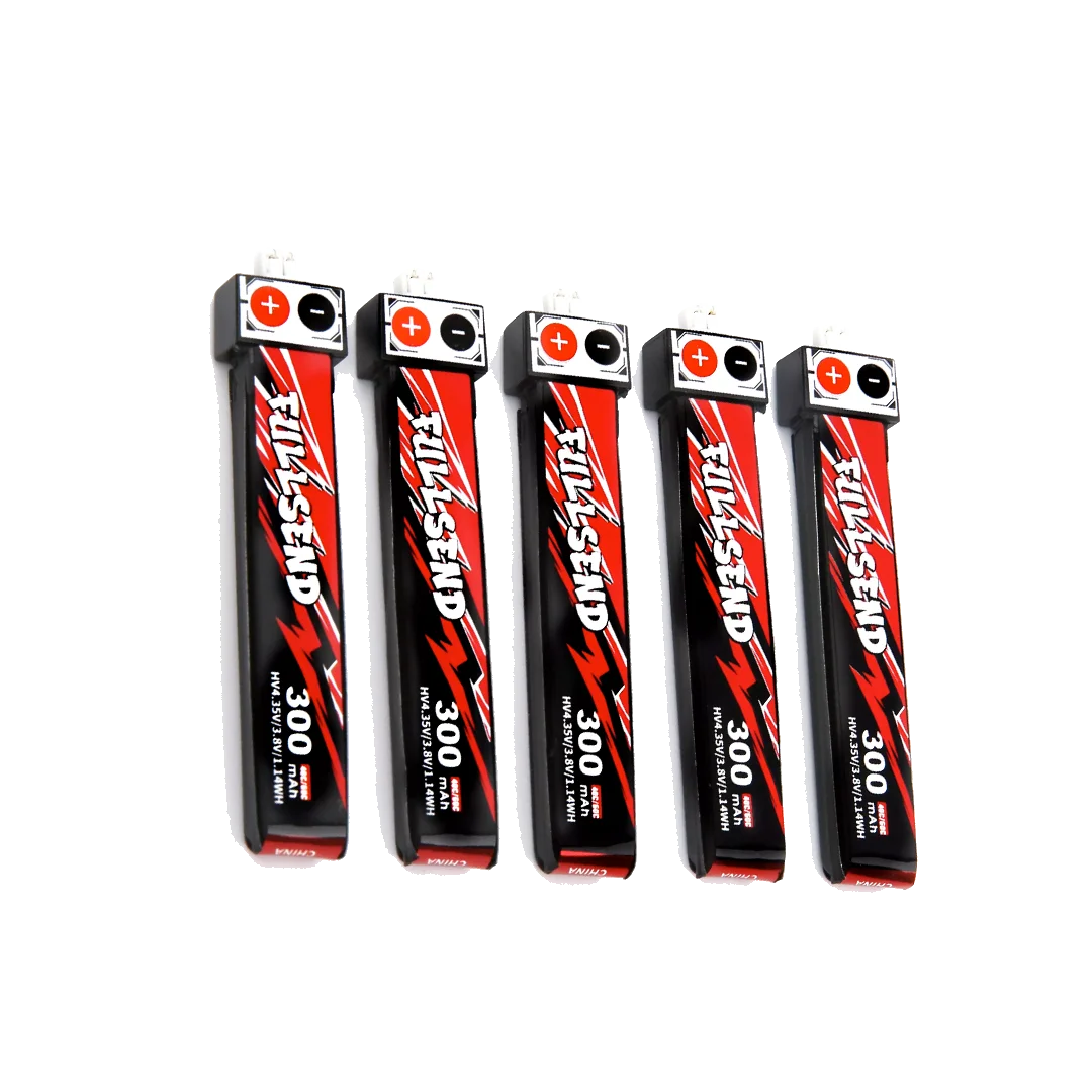 iFlight 5pcs Fullsend 1S HV 300mAh 40C Lipo Battery with JST-PH2.0 Charge Plug for Alpha A65 Tiny Whoop drone part