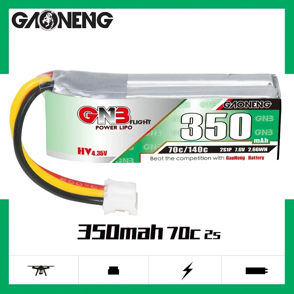 3-10PCS GNB Gaoneng 2S 350mah 7.6V 60C/120C Lipo Battery XT30 or PH2.0 Plug for BETAFPV Beta75X Tiny Whoop Drones Small Car - Image 2