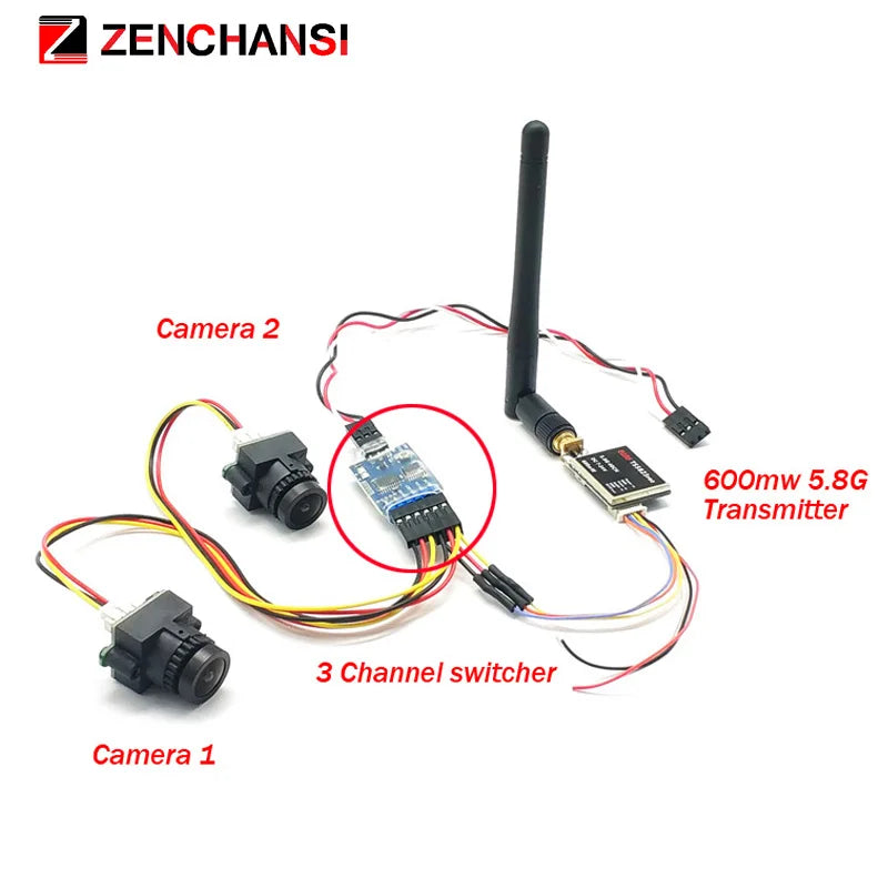 3 channel Dual Video camera CMOS 1000TVL fpv camera with 5.8G 40CH Dual Antennas 3 Inch FPV Goggles Video Glasses Headset HD - Image 4