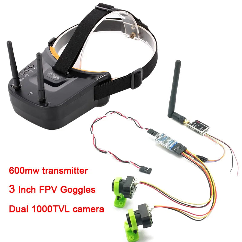 3 channel Dual Video camera CMOS 1000TVL fpv camera with 5.8G 40CH Dual Antennas 3 Inch FPV Goggles Video Glasses Headset HD - Image 8