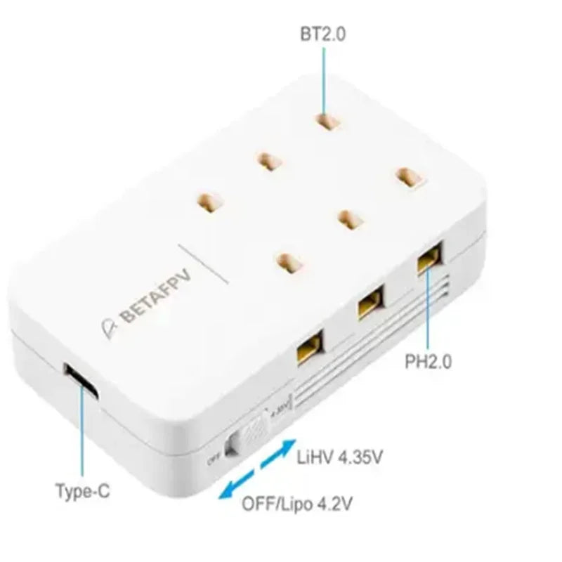 BETAFPV 6 Ports 1S Battery Charger Lipo-Battery Type-C Charger BT2.0&PH2.0 FPV Cetus Racing Drone Accessories - Image 4