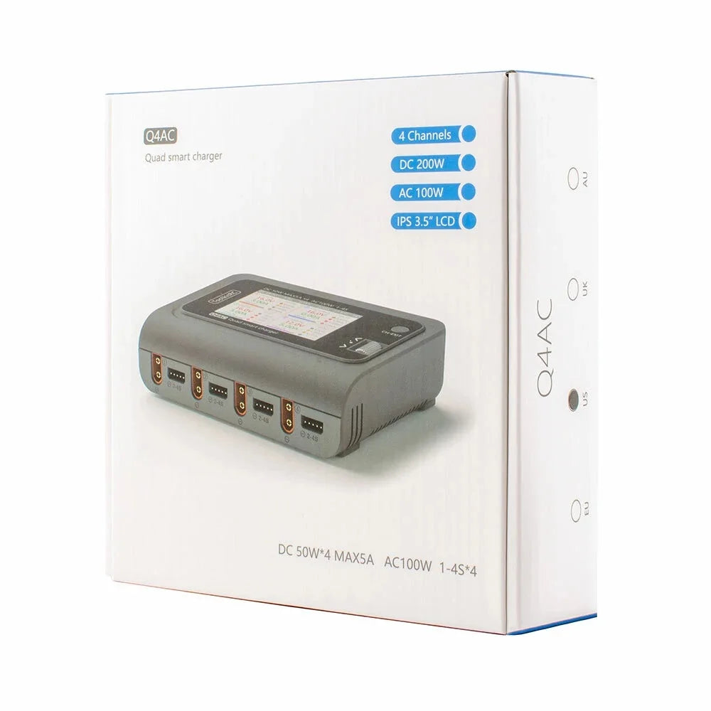 ToolkitRC Q4AC 4x50W 5A AC 100W 4 Ports DC Smart Charger Discharger XT60 for 1-4S Lipo Battery - Image 6