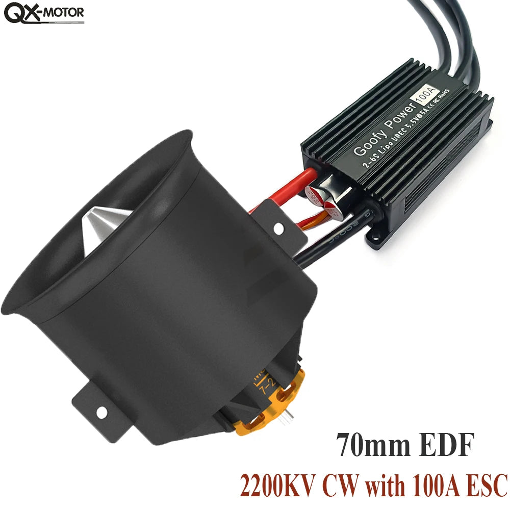QX-MOTOR 70mm 12Blade Ducted Fan EDF with 6S Brushless Motor use 100A ESC Suitable for Jet Helicopter Drone Fixed-wing Parts - Image 6
