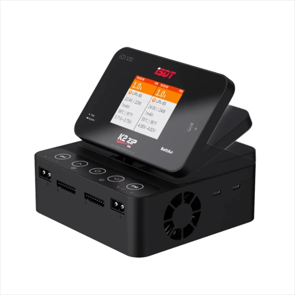 ISDT K2 ZIP AC 200W / DC 500Wx2 Dual Channel Smart Charger with 2.8 Inch IPS LCD Screen for 1~8S LiFe Lilon LiPo 1~7S LiHv ULiHv - Image 5