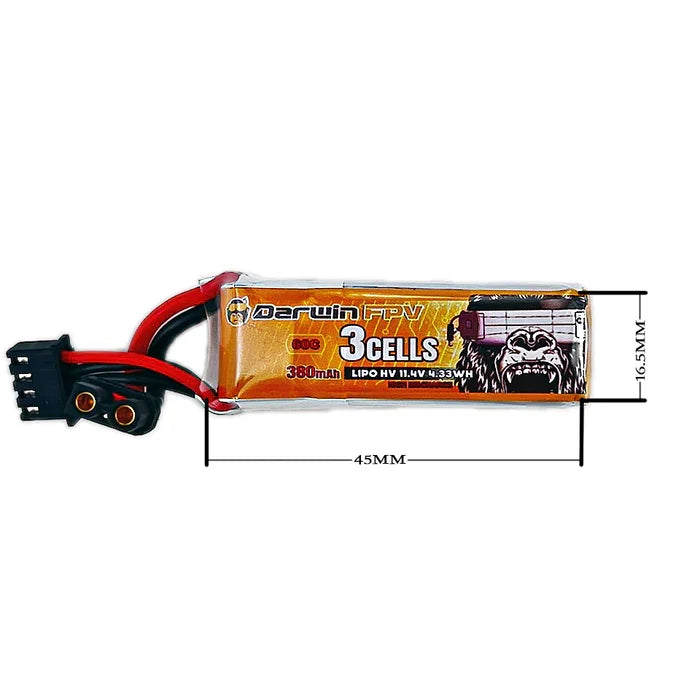 DarwinFPV 380mAh 3S 11.4V 60C fpv drone battery - Image 2