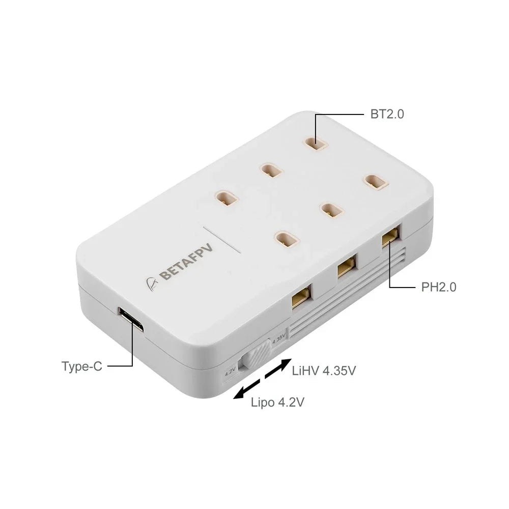 BETAFPV 6 Ports 1S Battery Charger Lipo-Battery Type-C Charger BT2.0&PH2.0 FPV Cetus Racing Drone Accessories - Image 6