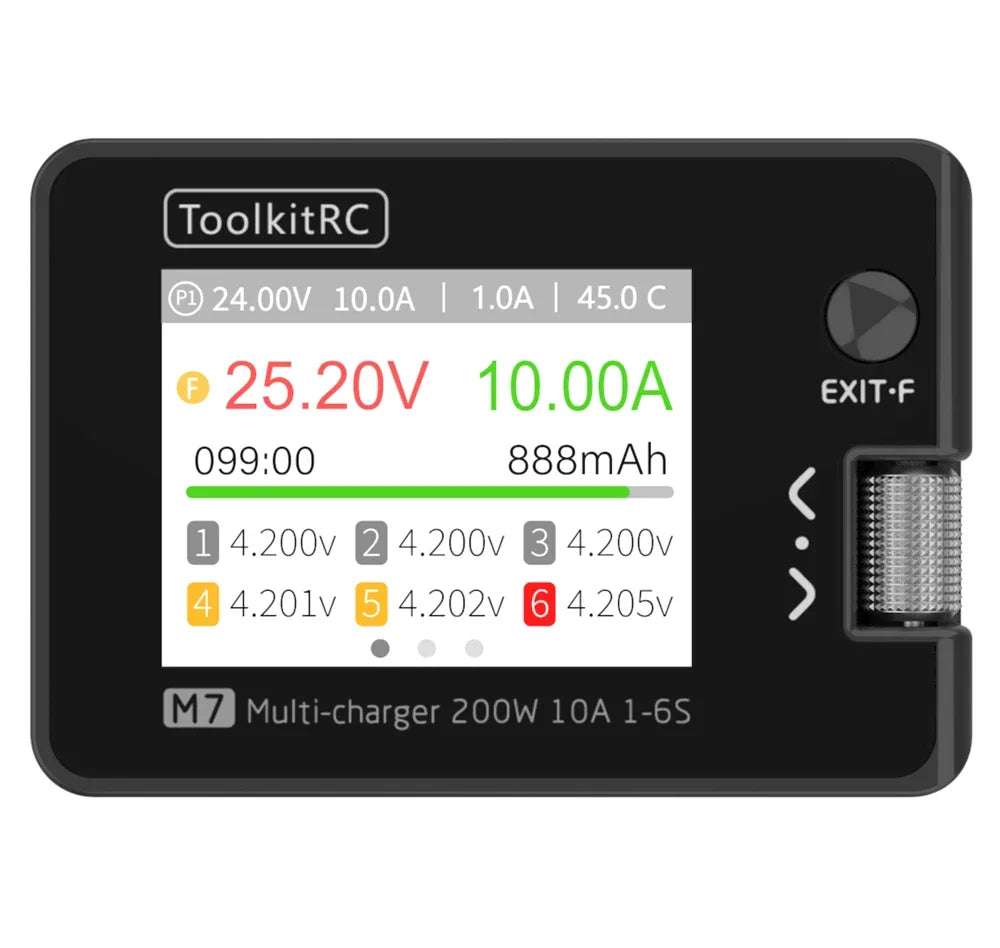ToolkitRC M7 200W 10A DC Balance Charger Discharger for 1-6S Lipo Battery With Voltage Servo Checker ESC Tester Receiver LCD IPS - Image 4