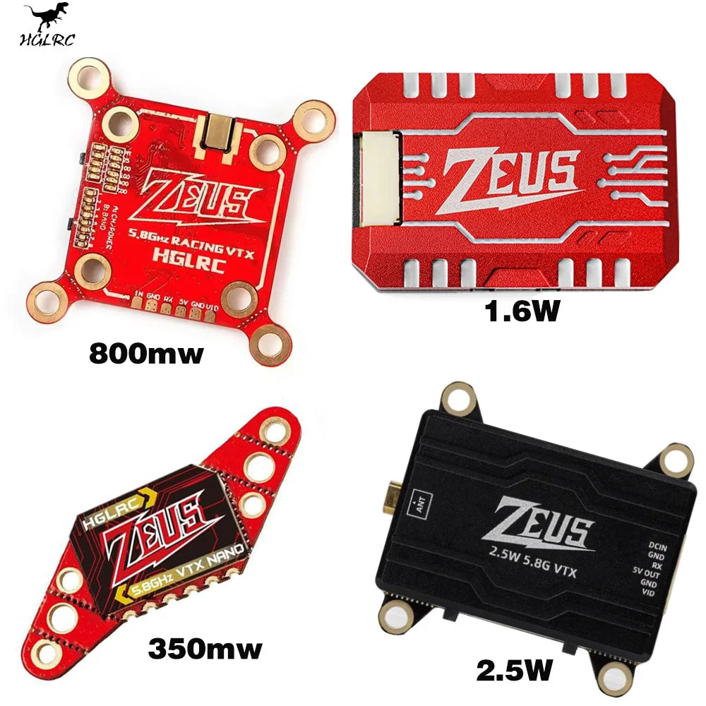 HGLRC Zeus 2.5W VTX 1.6W 350mW VTX 800mW VTX 40CH VTX 5.8G 2.4G Transmitter Built-in Microphone For RC FPV Racing Drone