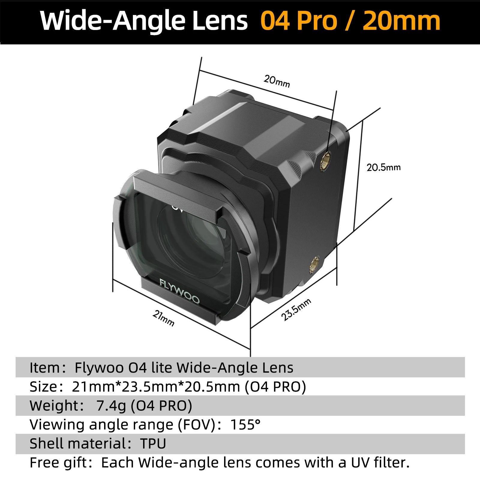 FLYWOO O4 Lite Wide-Angle Lens 155° FOV Wide Field View For DJI O3/O4 O4 PRO Camera Frame FPV Quadcopter Drone Accessory - Image 8