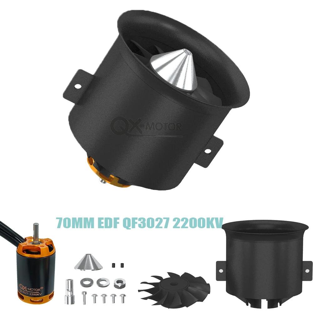 QX-MOTOR 70mm 12Blade Ducted Fan EDF with 6S Brushless Motor use 100A ESC Suitable for Jet Helicopter Drone Fixed-wing Parts