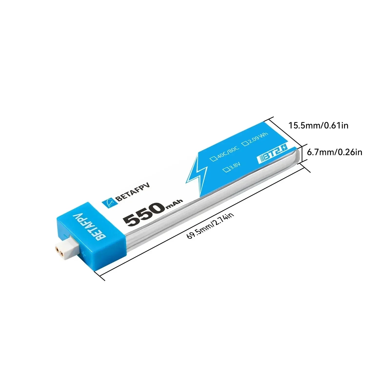 BETAFPV RC Battery BT2.0 550mAh 450mAh 1S BETAFPV FPV Kit Racing Drone Original FPV Lipo BT2.0 Connector - Image 3