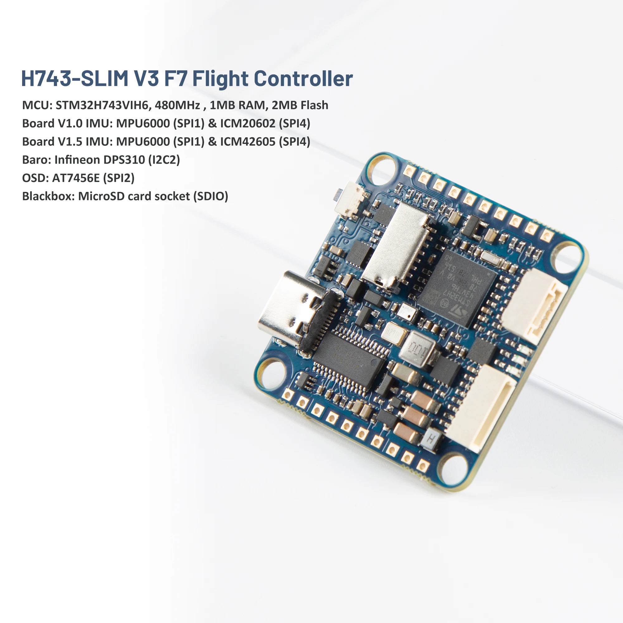 H743 SLIM V3 STM32H743VIT6 5V 2A BEC 2-8S F7 Flight Controller 30.5x30.5mm ICM20602 Baro Blackbox for FPV RC Racing Drone - Image 2