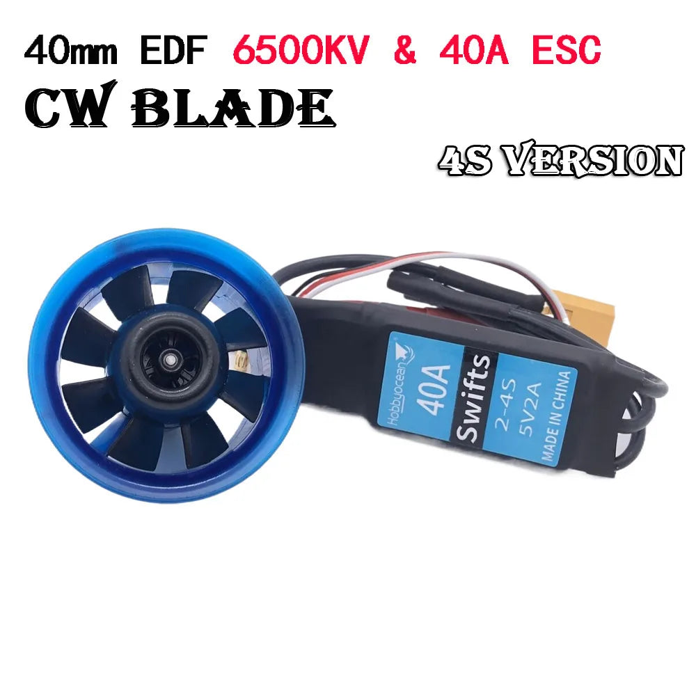 Hobbyocean 40mm EDF 8 baldes CCW/CW Ducted fan system with 6500KV 8600KV Brushless Motor 3S/4S for RC Airplane Model Jet Plane - Image 11