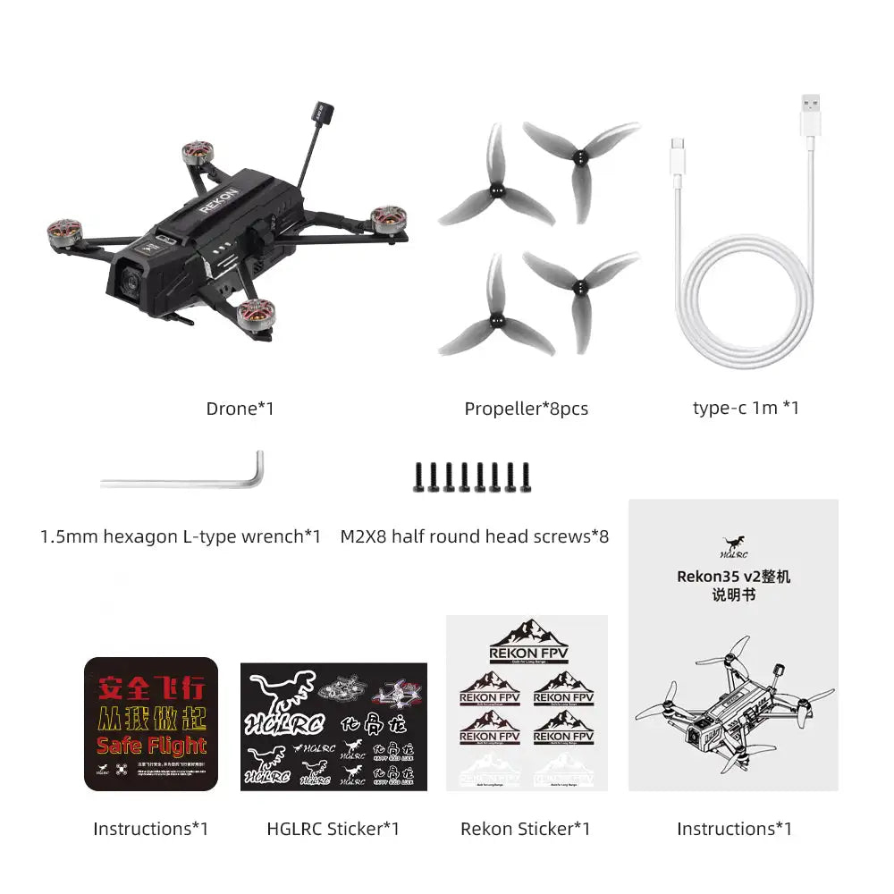 HGLRC Rekon35 V2 - 18650 3.5inch FPV Mini Long Range Drone Quadcopter - Image 5