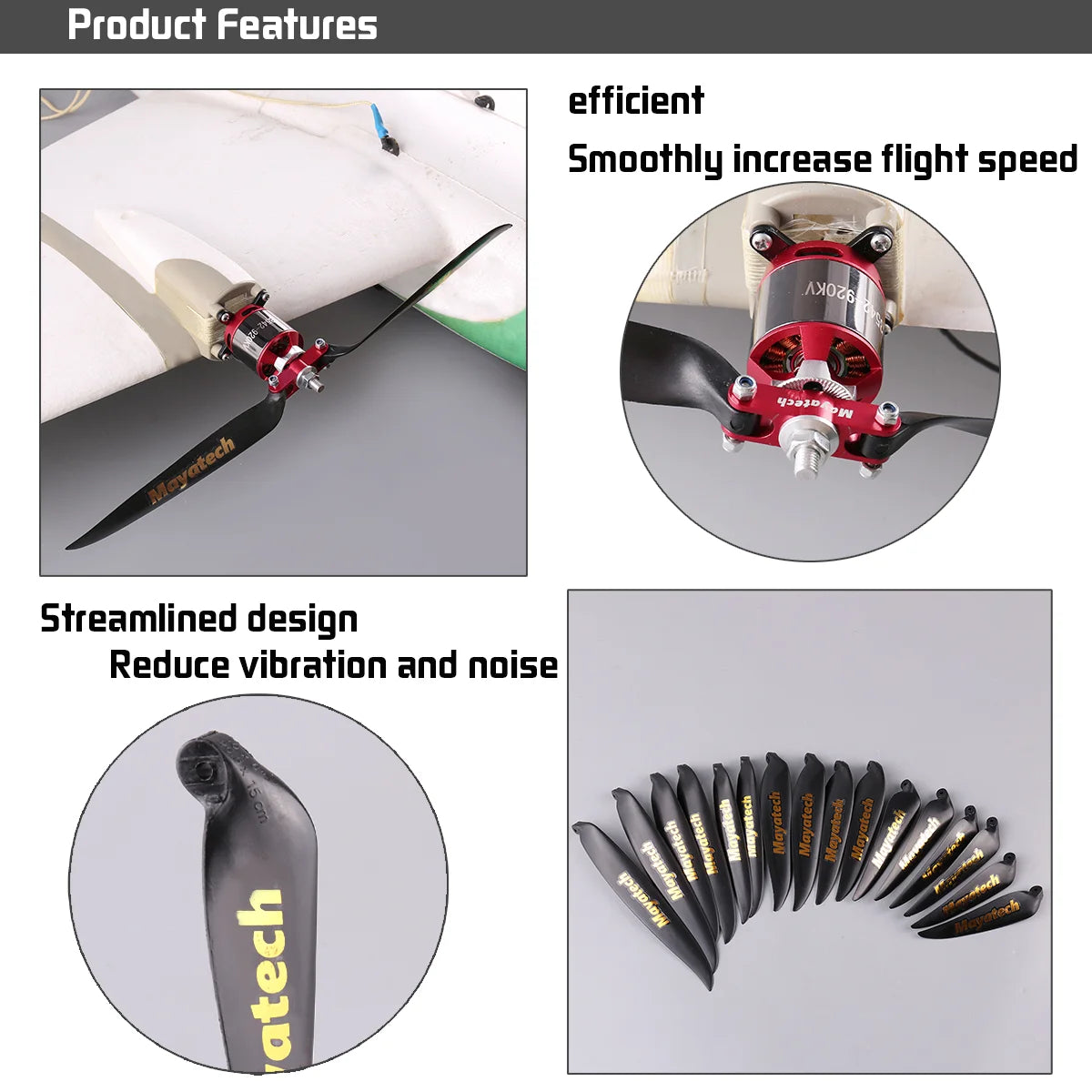 Mayatech 8MM Package for sale model aircraft metal folding propeller + folding nylon propeller fixed wing propeller clamp seat - Image 11