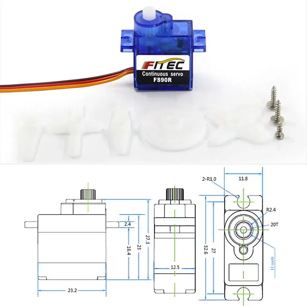 Feetech Mini FS90R Micro Servo 360 Degree Continuous Rotation RC Servo Motor 9g for Arduino Robotic Helicopter Airplane Boat DIY - Image 3