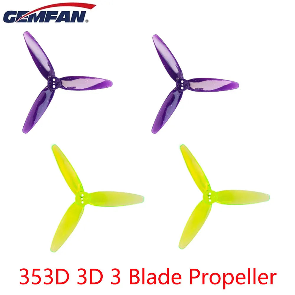 2Pairs Gemfan 353D 3D 3 Blade propeller 1.5mm 3 Holes For Small-sized Dual-rotor Freestyle Racing Drones