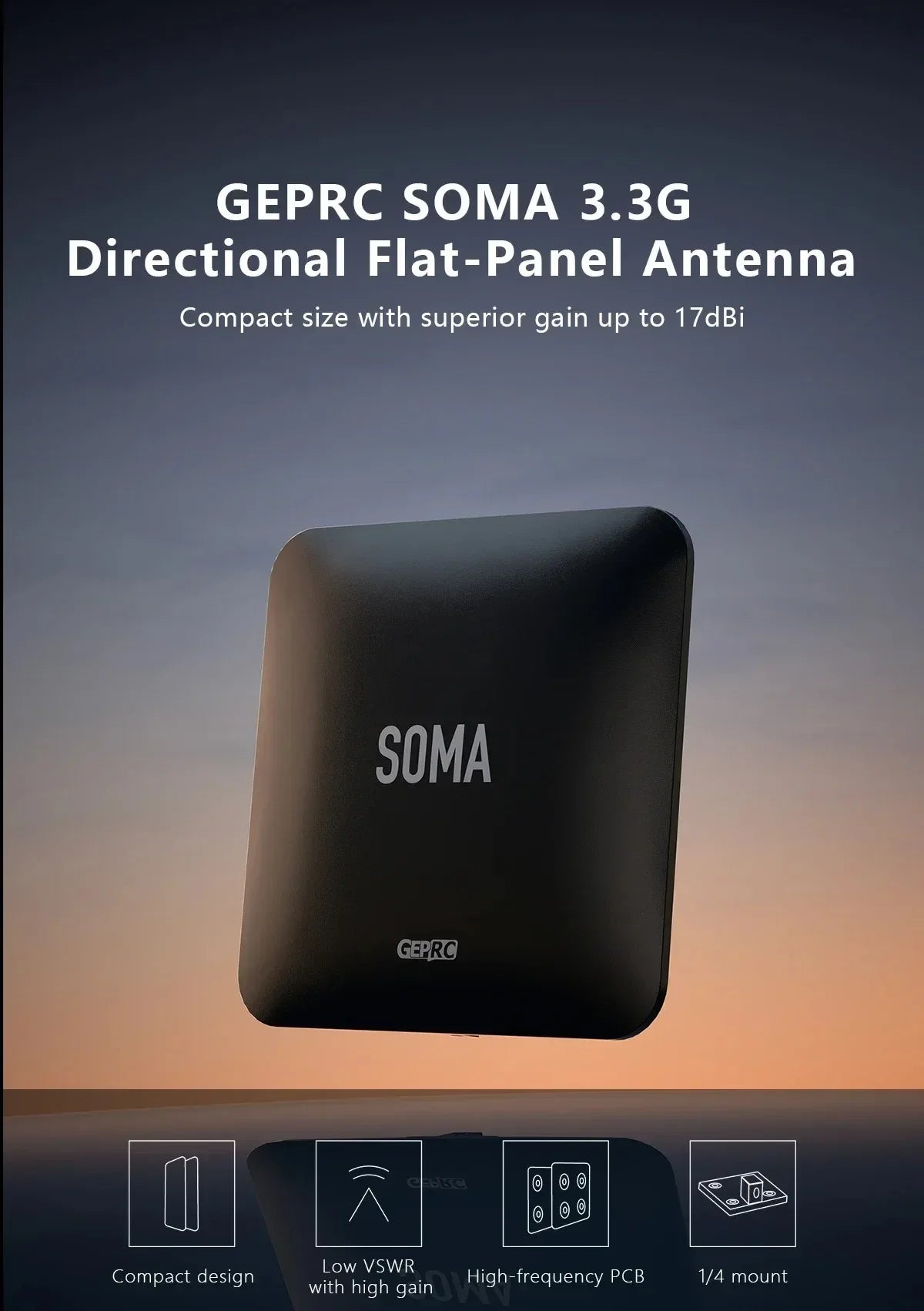 GEPRC SOMA 3.3G Or 5.8G 4.9GHZ-6GHZ Directional Patch Antenna RHCP 17dBi Gain For RC Model / Airplane Parts - Image 6