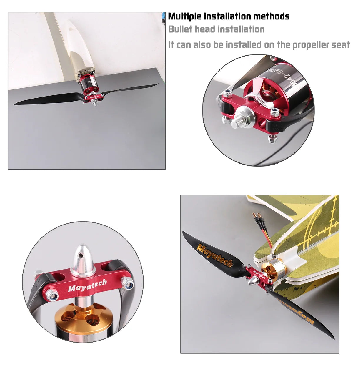 Mayatech 8MM Package for sale model aircraft metal folding propeller + folding nylon propeller fixed wing propeller clamp seat - Image 13