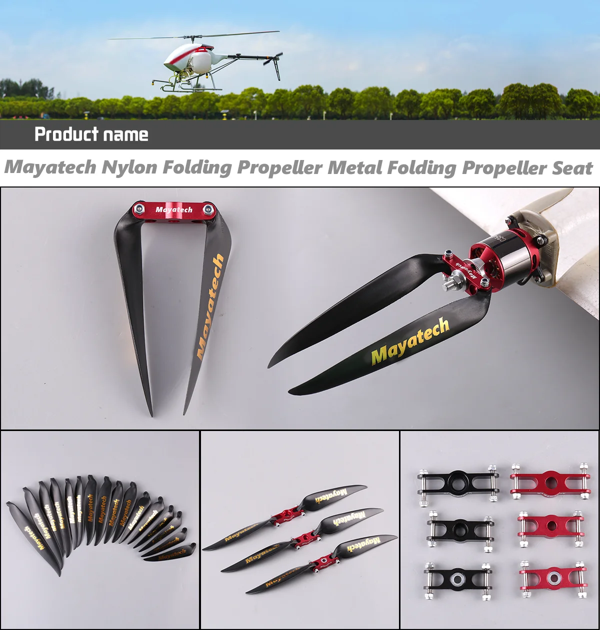 Mayatech 8MM Package for sale model aircraft metal folding propeller + folding nylon propeller fixed wing propeller clamp seat - Image 8