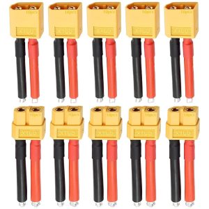 5 Pairs XT60 Plug Connector Female and Male with 14AWG 57MM Silicon Wire for RC Lipo Battery Cable Drone Car Boat