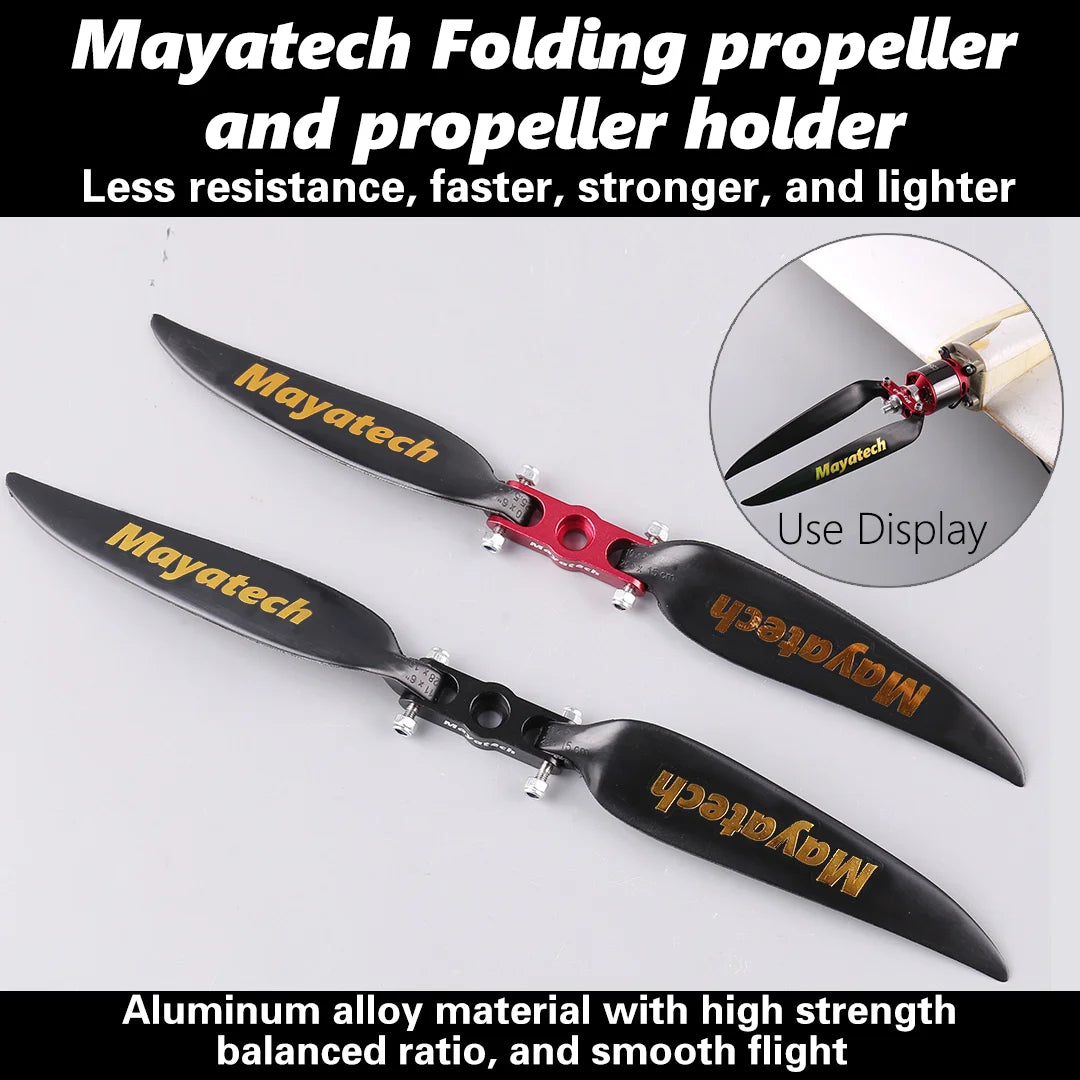 Mayatech 8MM Package for sale model aircraft metal folding propeller + folding nylon propeller fixed wing propeller clamp seat