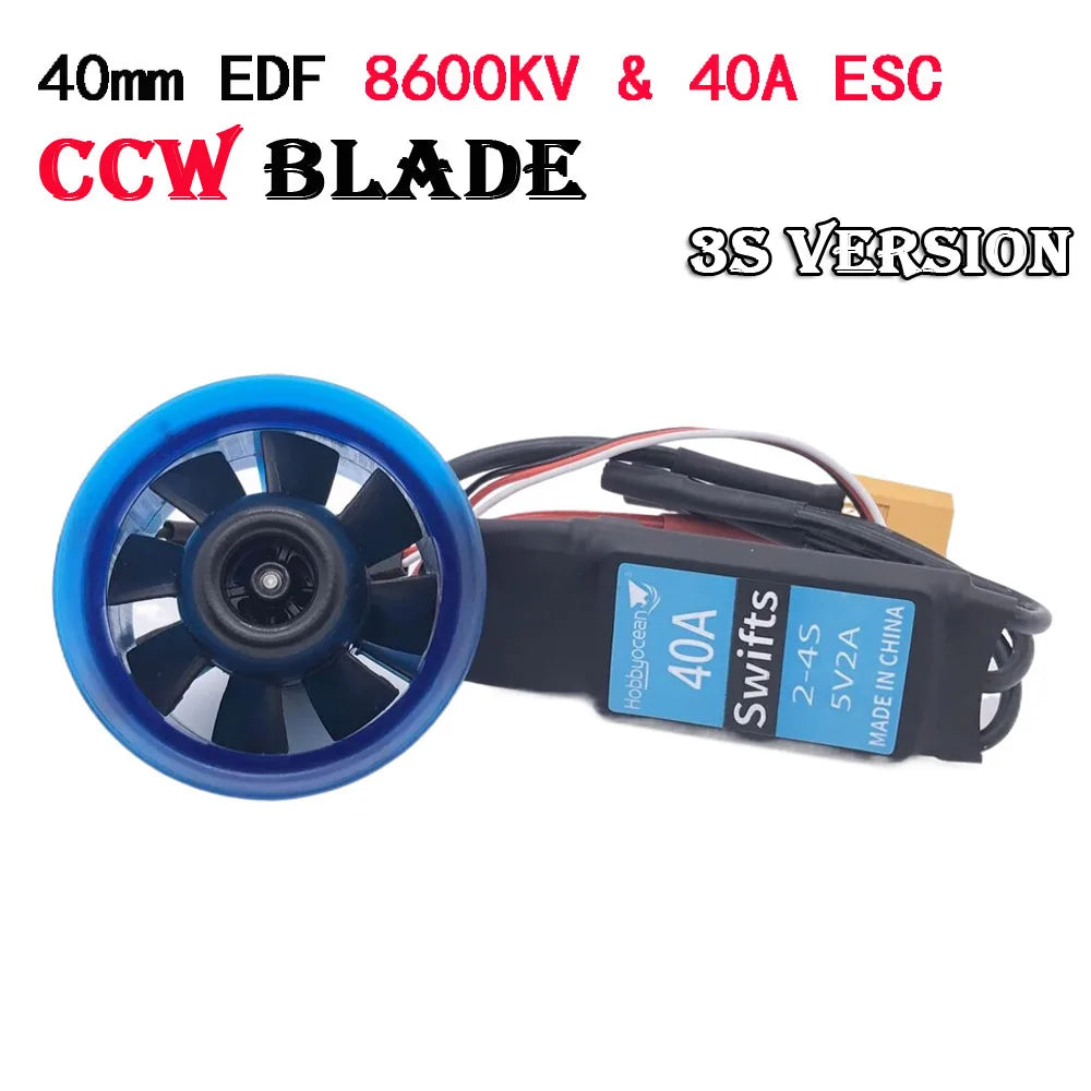 Hobbyocean 40mm EDF 8 baldes CCW/CW Ducted fan system with 6500KV 8600KV Brushless Motor 3S/4S for RC Airplane Model Jet Plane - Image 14