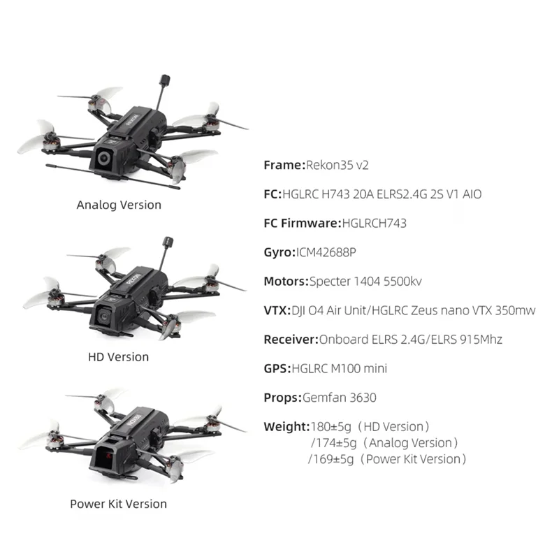 HGLRC Rekon35 V2 - 18650 3.5inch FPV Mini Long Range Drone Quadcopter - Image 6