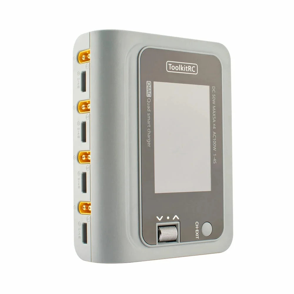 ToolkitRC Q4AC 4x50W 5A AC 100W 4 Ports DC Smart Charger Discharger XT60 for 1-4S Lipo Battery - Image 4