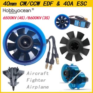Hobbyocean 40mm EDF 8 baldes CCW/CW Ducted fan system with 6500KV 8600KV Brushless Motor 3S/4S for RC Airplane Model Jet Plane