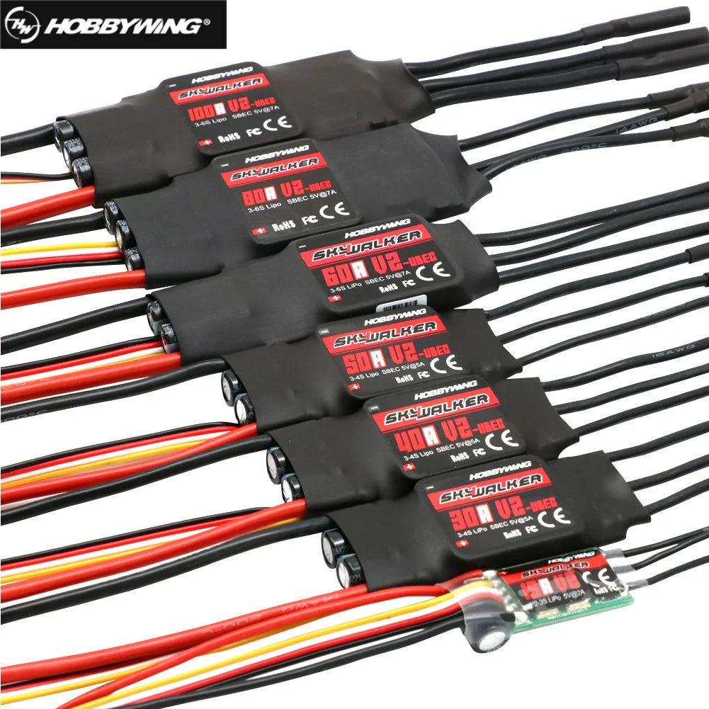 Hobbywing Skywalker 40A 50A 60A 80A 15A 20A 30A 100A 120A V2 130A160A ESC Speed Controller With UBEC For RC Airplanes Helicopter