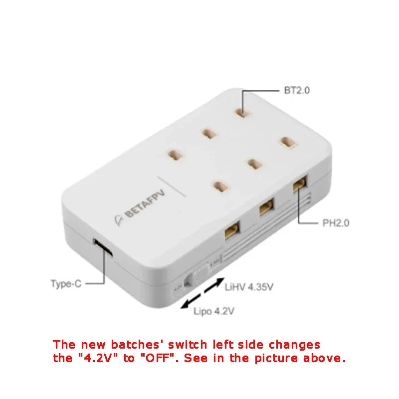 BETAFPV 6 Ports 1S Battery Charger Lipo-Battery Type-C Charger BT2.0&PH2.0 FPV Cetus Racing Drone Accessories - Image 3
